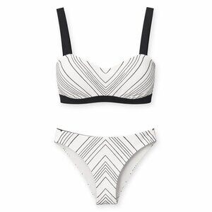 Athleta Chevron Bikini Set 🖤🤍 Size Small 34B/C Sporty Chic, Reversible